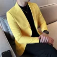 thumbnail image 2 of Chaqueta corta de un solo pecho para hombre, trajes y blazers amarillos para hombre, abrigos, moda 2024, ropa elegante de moda, novedad, 2 of 4