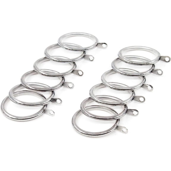 Metal Eyelets Quiet Rings Compatible with Up to 25~30 mm Diameter Drapery Rod, Chrome, Set of 12