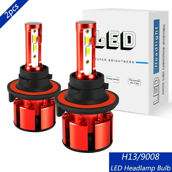 OBNDVU H13/9008 LED Headlight Bulb High Low Beam 52W 8000LM 6000K White Super Bright 2pcs