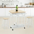 Rolling Kitchen Trolley Cart Island Drop Leaf Table Mecor with 2 Stools