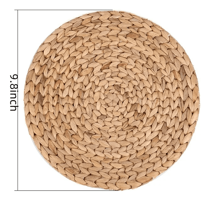 9.8" Round Woven Placemats, Placemats Set of 4,Wicker Placemats, Natural Water Hyacinth Placemats, Heat Resistant, Anti-Slip & Durable for Dining Room Table & Countertops