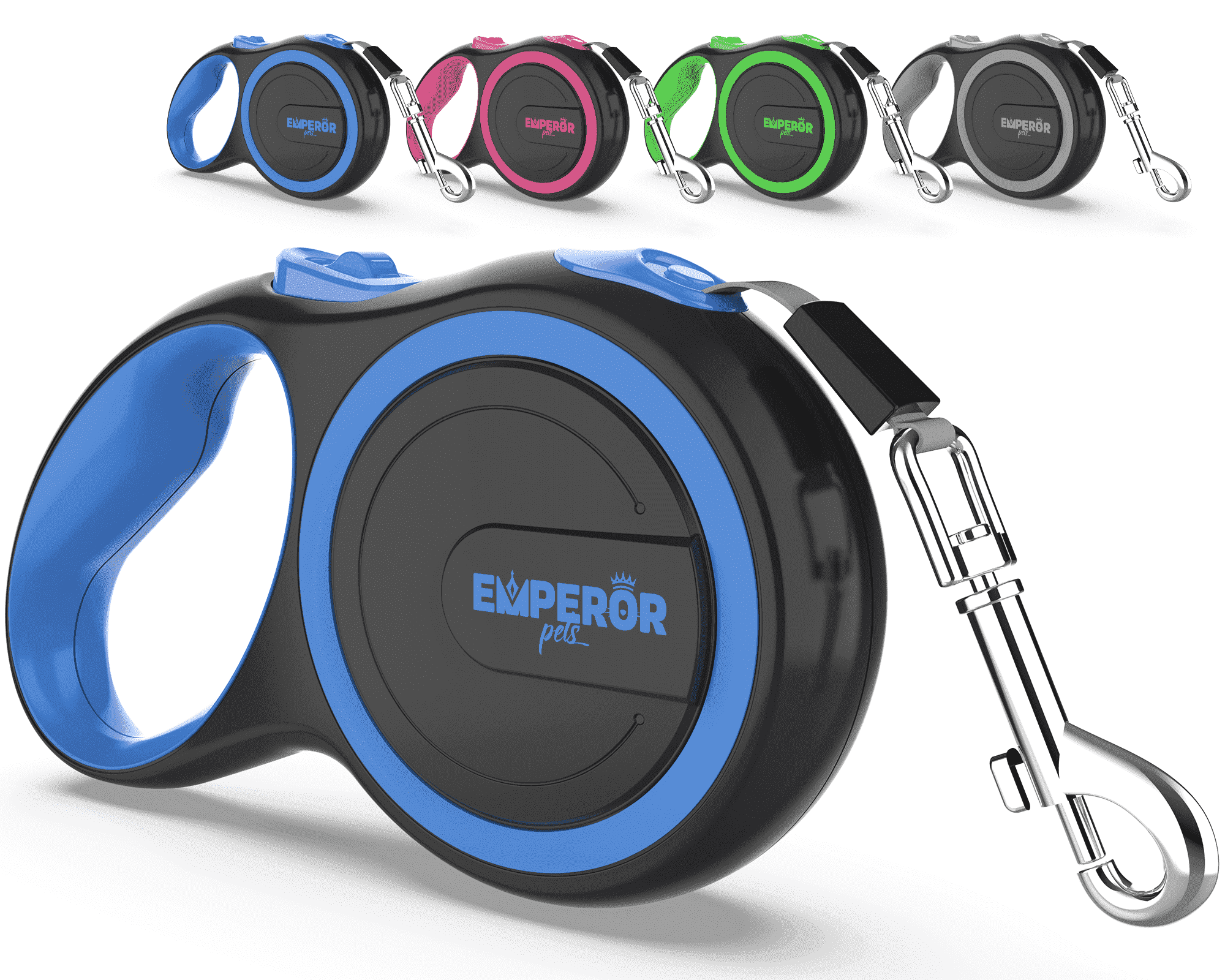 Emperor Pets Heavy Duty Retractable Dog Leash, 26 Feet, Blue