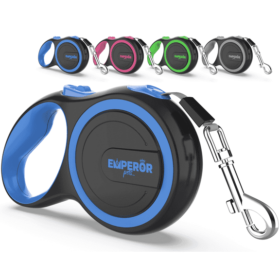 Emperor Pets 26 ft Retractable Dog Leash for Large Dogs, Blue, Supports Up to 110 lbs -BL26