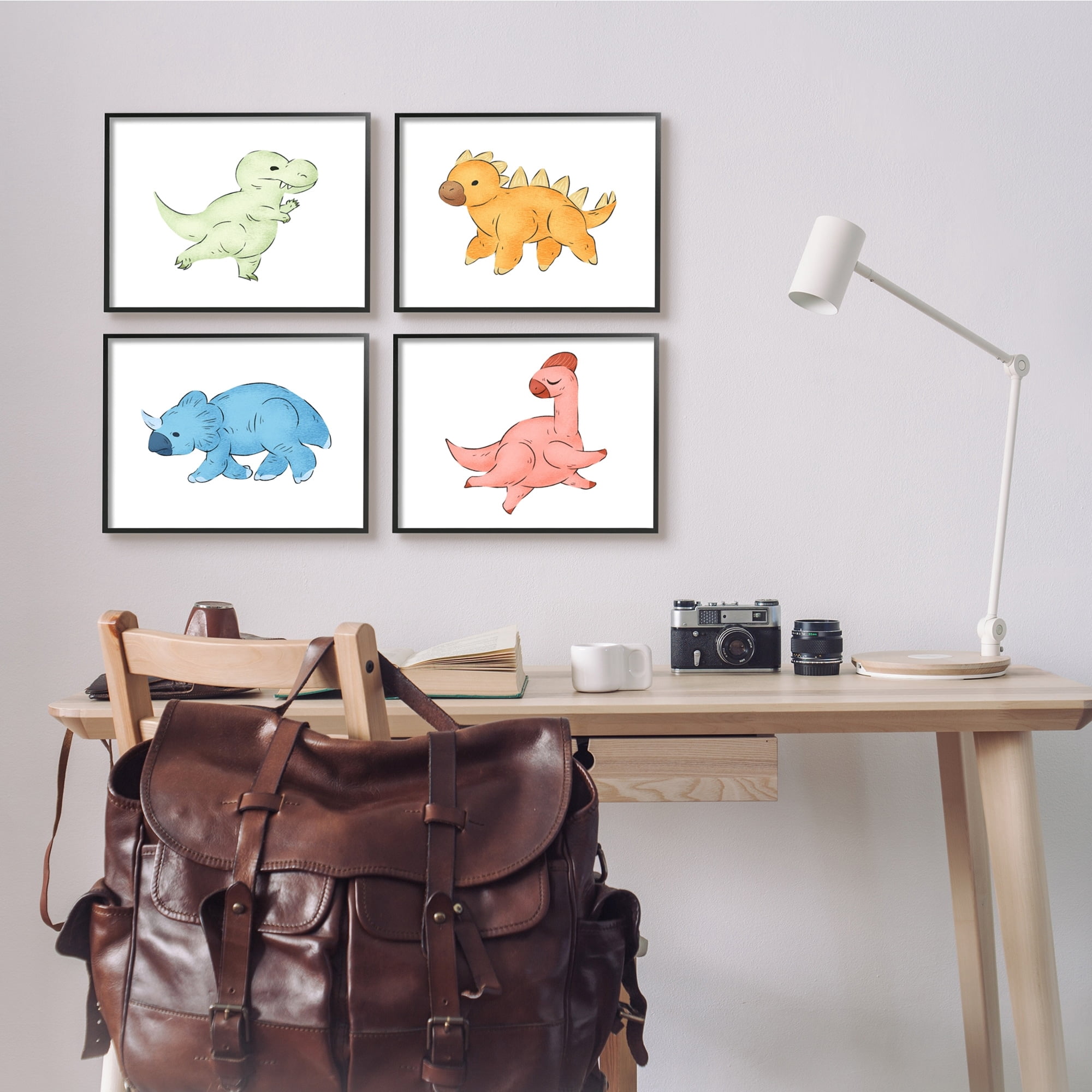 Stupell Indtries Fun Baby Dinosaurs Cute T-Rex Children's Prehistoric Reptiles,20 x 16,Design by Ziwei Li