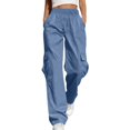 thumbnail image 6 of Cargo Pants for Women Casual Solid Color Pants Straight Leg Cargo Casual Trousers With Pockets, 6 of 9