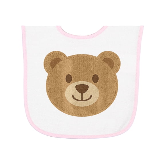 Inktastic Cute Teddy Bear Face for Kids Baby Terry Cloth Bib