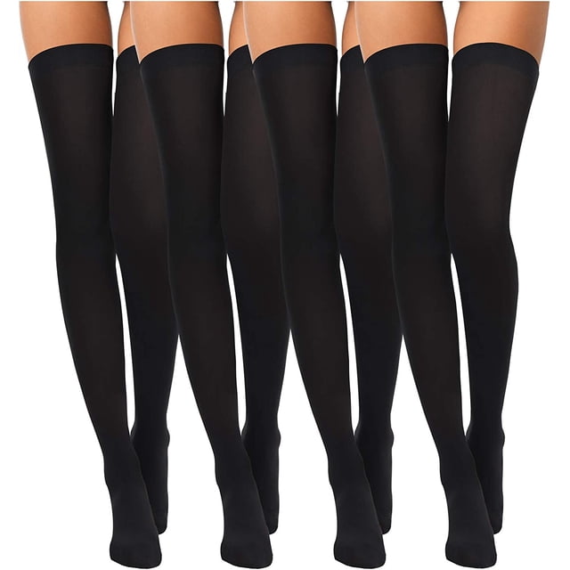Pack de 4 pares de medias hasta el muslo de seda para mujer JM