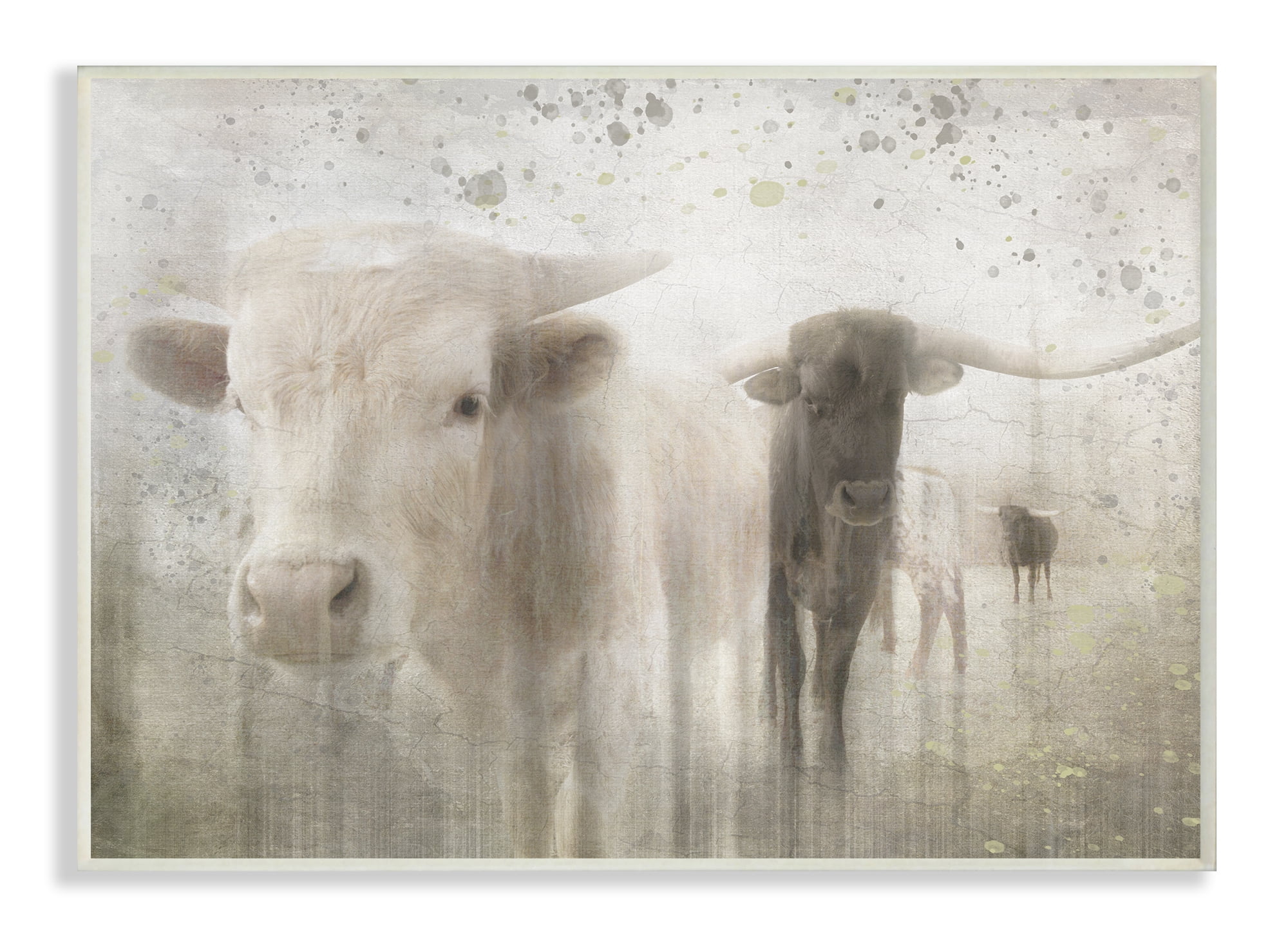 The Stupell Home Decor Washed Out Distressed Surface Rustic Cow Pasture
