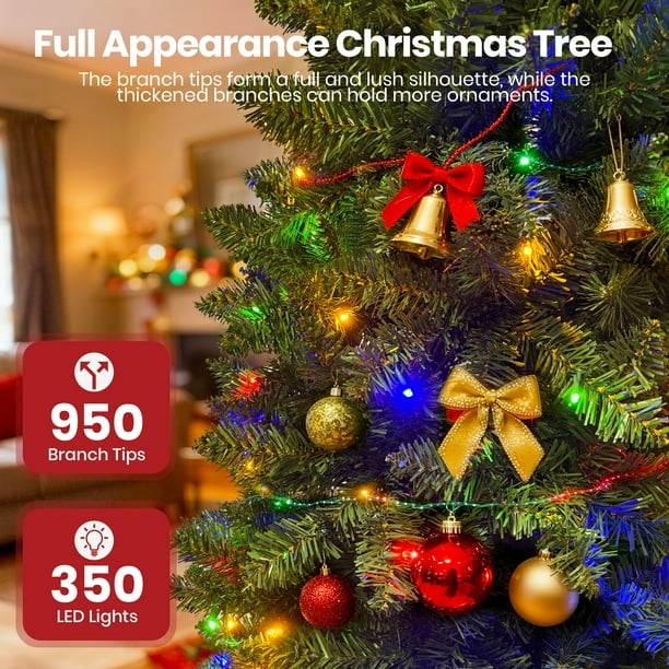 GVDV 7.5ft Pre-lit Christmas Tree, Artificial Christmas Tree with
