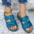 thumbnail image 2 of Xfvqtps Orthopedic Sandals for Women Wedge Slide Hook and Loop Straps Cross Straps Open Toe Soft Sole Non Slip Breathable Beach Summer Walking Sandals Light Blue, 2 of 6