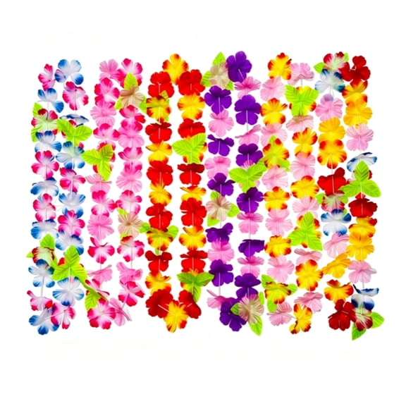 24 Pack Leis for Hawaiian Aloha Theme Parties, Bulk Colorful Artificial Floral Necklaces for Tropical Island Luau Celebrations and Costumes
