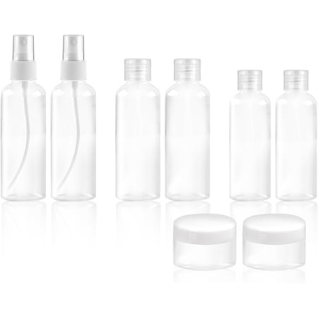 8Pcs Travel Bottles Set, TSA Approved Travel Size Toiletries, Reusable Leak Proof Cosmetic Containers for Shampoo, Conditioner, Cream -Women Men Travel Essentials