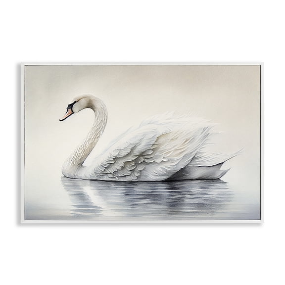 Stupell Industries Traditional Elegant Floating Swan White Framed Giclee Art, 18 x 12, by Sasha