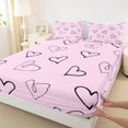 thumbnail image 3 of Homewish Graffiti Loves Pattern Twin Sheet Sets,Happy Valentine'S Day Twin Fitted Sheet,Pink Black Flat Sheet For Girls Kids,Super Cozy Room Decor,3 Pieces, 3 of 7