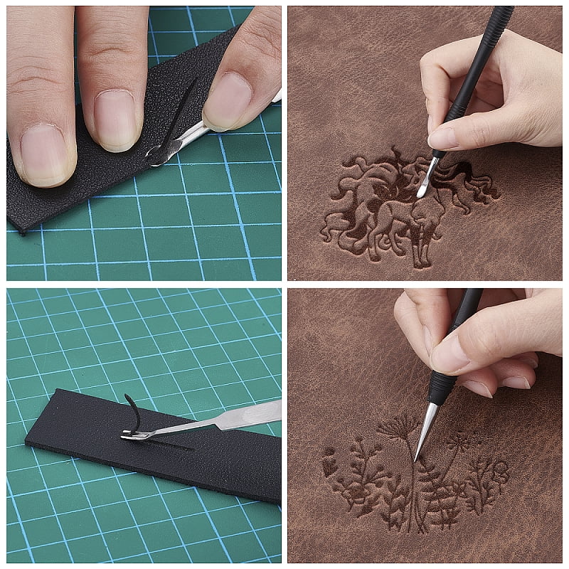 DIY Stainless Steel Leather Sewing Craft Tools Including 1Pcs Ruler 2Pcs Alloy Leathercraft Tools and 1Pcs Stitching Groover Mixed Color 174x19x0.5mm