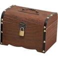 thumbnail image 1 of Monedero vintage de madera tallada con cerradura, 1 of 2