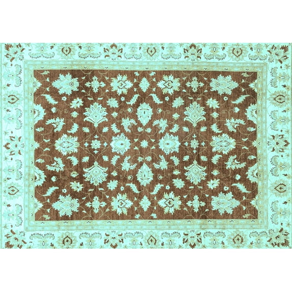 Ahgly Company Indoor Rectangle Oriental Light Blue Traditional Area Rugs, 8' x 10'