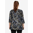 thumbnail image 2 of Ellos Plus Size Stretch Knit V-Neck 3/4 Sleeve Knot Front Tunic, 2 of 6