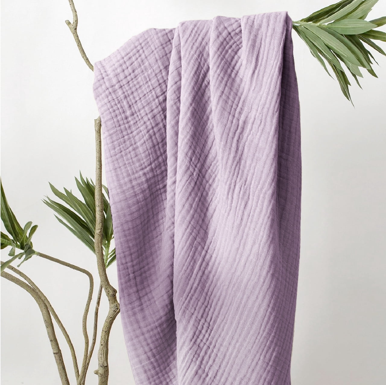 100% Cotton Muslin Blanket King 108" x 90", 6 Layers Lightweight and Breathable Throw Blankets for Bed, Soft Cooling Gauze Blanket for Adults All Season, Lavender