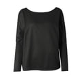 thumbnail image 4 of Babysbule Womens Tops Woman Solid Color Batwing Sleeve Pullove Skew Collar Casual Blouse, 4 of 9