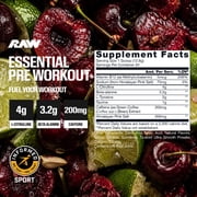 RAW Nutrition Essential Pre Workout Powder, 200mg Caffeine, Cherry Limeade, 20 Servings