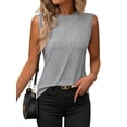 thumbnail image 3 of Women'S Sleeveless Summer Crewneck Loose Fit Tank Tops Gray S, 3 of 7