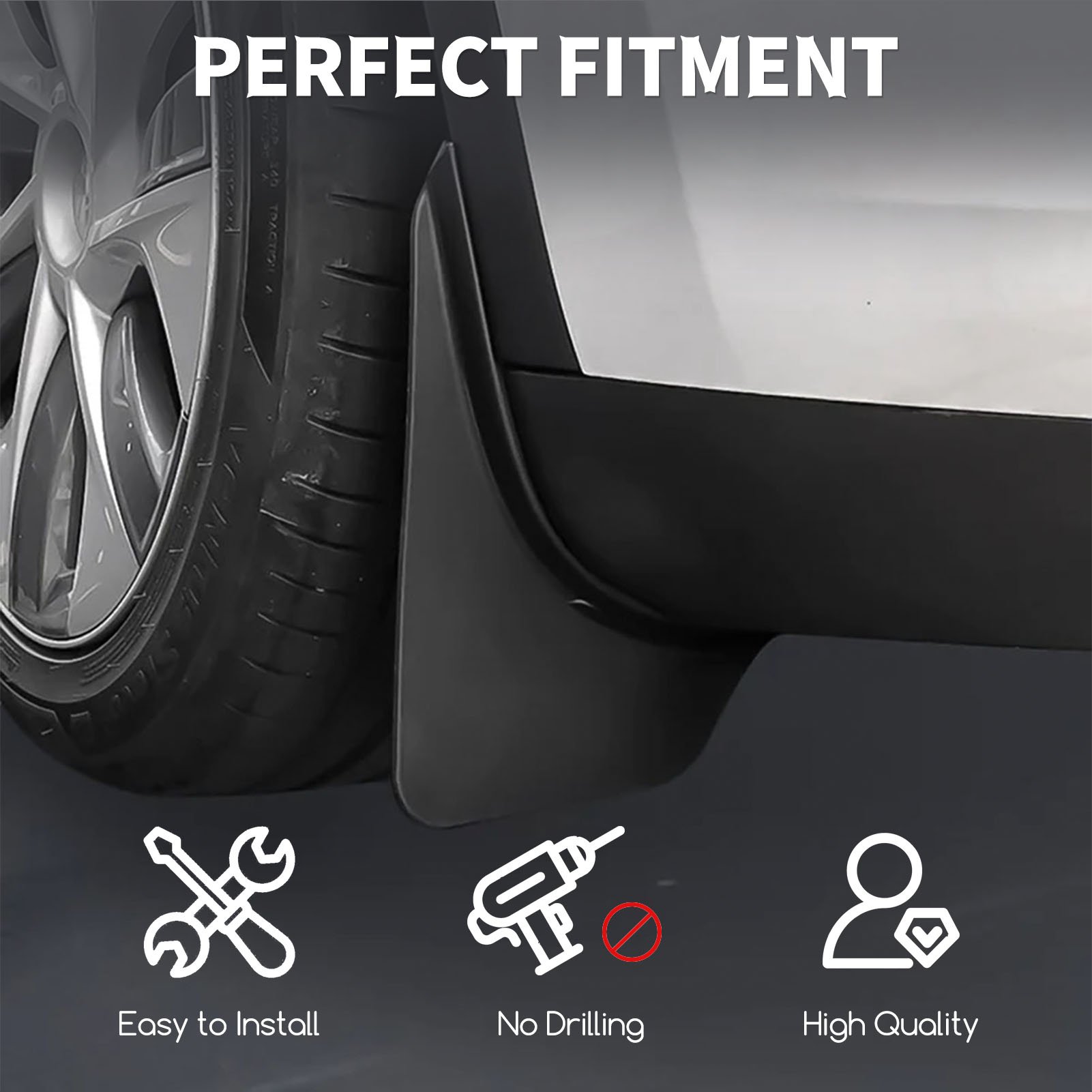 Mud Flaps for Tesla Model Y 2024 2023 2022 2021, Flexible Mud Guards No Drilling/Tape Splash Guards Fenders Accessories for Tesla Model Y 2023 2024, Set of 4 Mudguards Mudflaps for Tesla