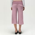 thumbnail image 5 of Inglocry Fold Over Capri Yoga Pants for Women Low Rise Wide Leg Flared Cropped Gaucho Capri Pants Summer Culottes Beach Bottoms Red S, 5 of 7
