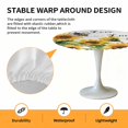 thumbnail image 6 of Watercolor Sunflower Leaf Elastic Fitted Round Table Cover Spring Floral Waterproof Outdoor Tablecloth for Holiday Party, Picnic, Patio & Dining Fits Tables Up to 36"-44", 6 of 8