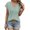 Green, variant on Giftesty Women Casual Patchwork Lace Solid Short Sleeve V-Neck Tops