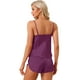 thumbnail image 3 of Conjuntos de pijamas de satén para mujer INSPIRE CHIC, top de tirantes con pantalones cortos, 2 piezas, ropa de dormir, conjunto de pijama de seda, morado profundo, 3 of 5