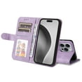 thumbnail image 6 of Allytechgroup Slim Wallet Case for iPhone 16 Pro Max with Card Slots, Luxury PU Leather Magnetic Clasp Flip Wrist Shoulder Strap Kickstand Shockproof Protective Shell for Women Men, Purple, 6 of 9