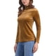 thumbnail image 4 of INSPIRAR CHIC Blusa de Mujer de Manga Larga con Cuello de Tortuga de Terciopelo Elástico Talla XS Marrón, 4 of 6