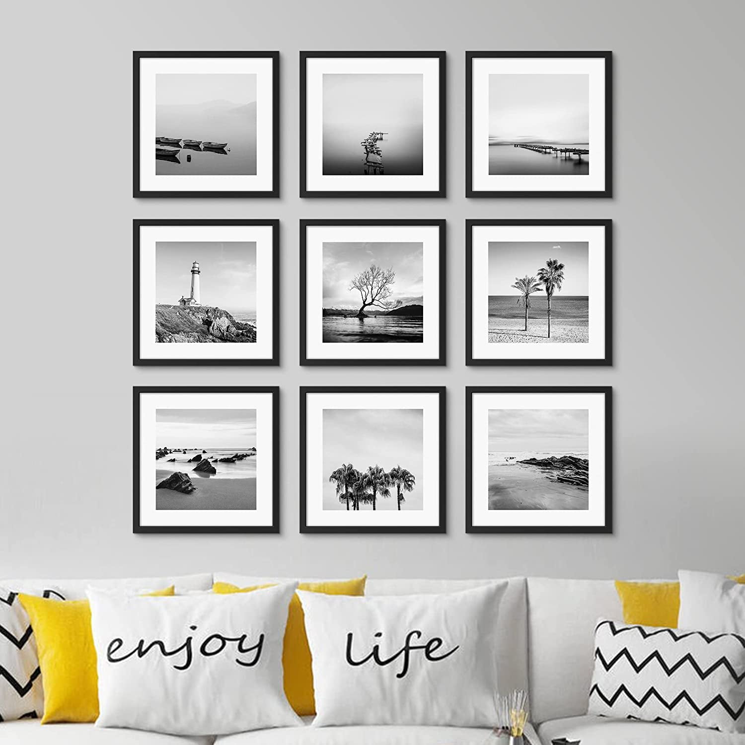 eletecpro 8x8 Picture Frames Set of 9 Classic Gallery Wall Frame