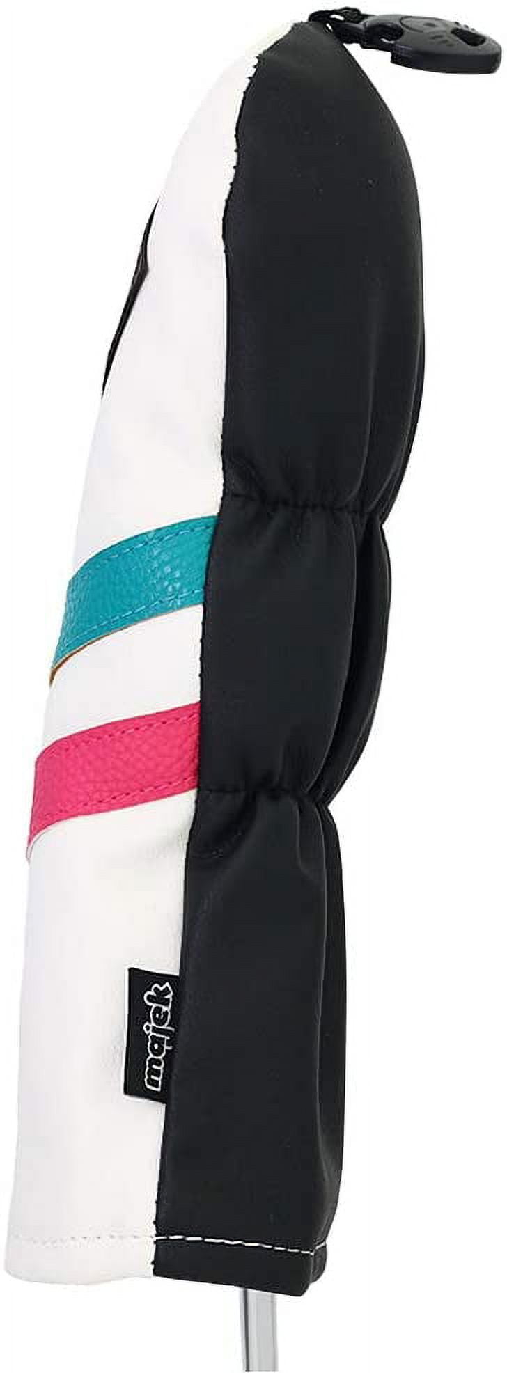 Majek Golf Vintage Headcovers White Seafoam Teal Pink Stripe Premium Retro Leather Style 1 5 X H Driver Fairway Hybrid Head Covers Fits 460cc Drivers and Modern Metal Woods Custom Design in California