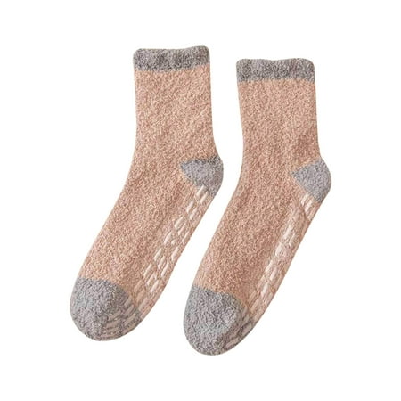 

Wiueurtly Women Autumn And Winter Soild Color Coral Fleece Warm Thick Home Socks Stockings Control Top Tights Women Book Character