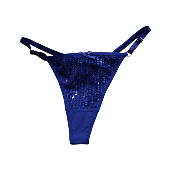 Xijirk Panties for Women,Glitter Thong Panties High Waist Adjustable Lingerie Comfortable Underwear for Casual Wear,Womens Underwear,Blue,L