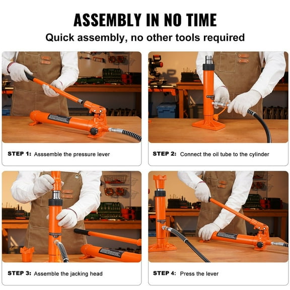 10 Ton Porta Power Hydraulic Ram Kit - Car Frame Repair Tool with 4.6ft Hose & Pump - Heavy Duty Jack for Garage & Mechanics (22046 LBS Capacity)