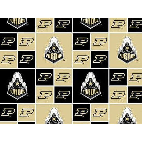 Purdue University Fabric Fine Cotton Classic Geometric Design-Sold by the Yard