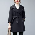 thumbnail image 6 of ClodeEU Womens Mid Long Trench Coat,Double Breasted Lapel Overcoat,Notch Lapel Jacket Windproof Outerwear Black,Womens Plus L, 6 of 8