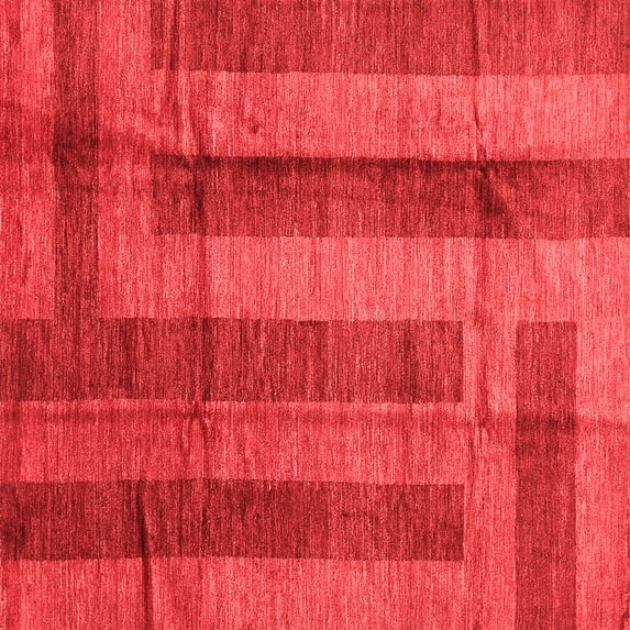 Ahgly Company Indoor Square Abstract Red Contemporary Area Rugs, 4' Square
