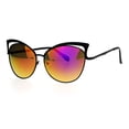 thumbnail image 2 of SA106 Womens Mirrored Mirror Lens Metal Cat Eye Diva Retro Sunglasses Black Purple, 2 of 4