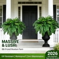 thumbnail image 2 of Large Artificial Boston Fern for Outdoors, 28/38/60/88 Fronds UV Resistant Fake Ferns, Realistic Faux Greenery for Porch & Hanging Baskets, No Fade Outdoor Plants, No Pot (1, 88-Leaf), 2 of 8
