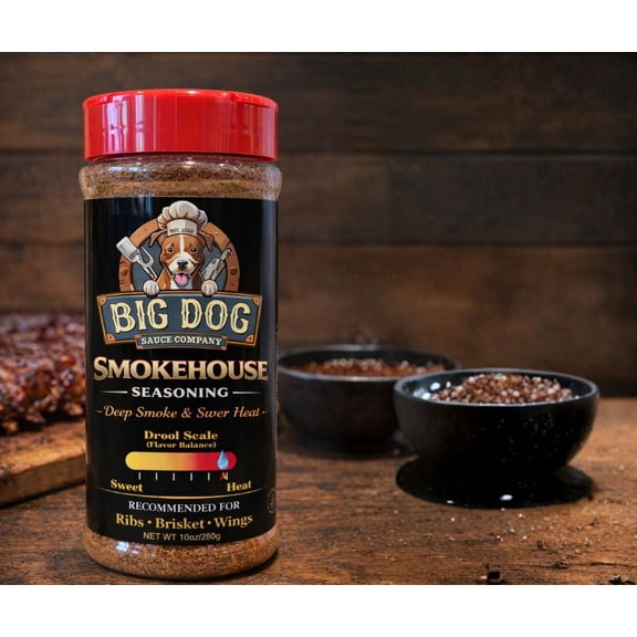 Big Dog Sauce Co. Smokehouse Seasoning, Classic BBQ Rub, Bold & Smoky Flavor, 10 oz Shaker