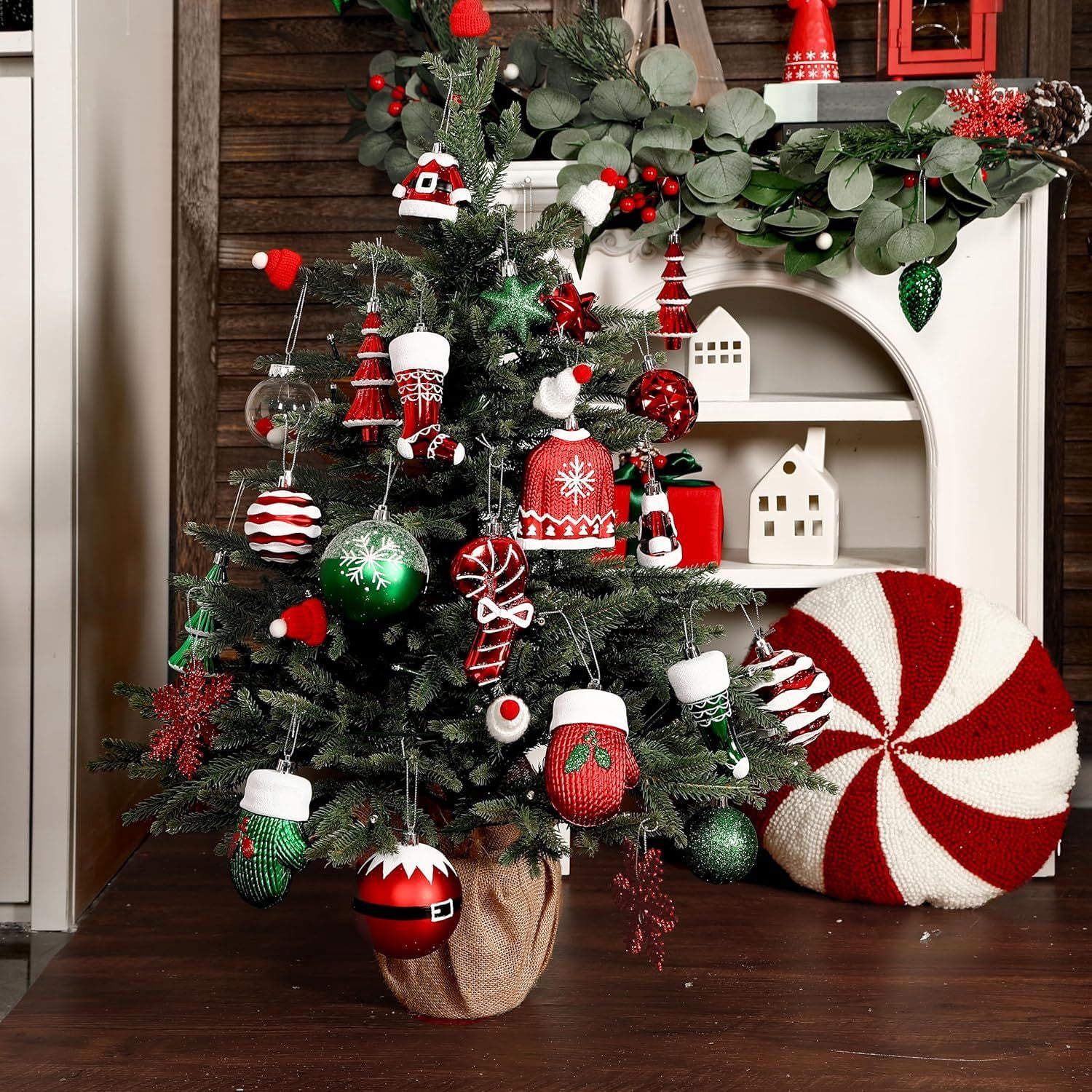 85ct Christmas Balls Ornaments Set, Colorful Shatterproof Plastic Christmas Tree Ornaments, Xmas Decorative Baubles for Christmas Tree Decorations with Hanging Strings