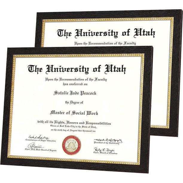 Afuly 8.5 x 11 Picture Frames Set of 2, Black Gold Photo Frame Diploma