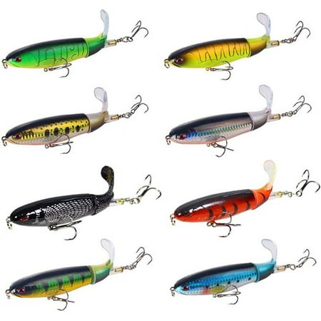 Nuguri Fishing Lures Set 8Pcs Bass Lures with Topwater Floating Rotating Tail Artificial Hard Bait Swimbaits Slow Sinking Hard Lure Fishing Tackle Kits