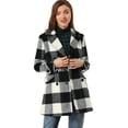 thumbnail image 1 of Abrigo De Cuadros De Invierno Doble Botonadura Solapa Con Muesca Para Mujeres Blanco Negro XL, 1 of 6