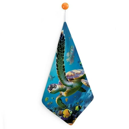 

Orinice Turtle Fish Ocean Reusable Hand Towels Superfine Fiber Kitchen 30x30cm 2 Pack 2pcs