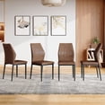 thumbnail image 3 of TesNus Dining Chairs Set of 4, 37 Inch, Brown Fabric Upholstery, Black Metal Legs, Shell Pattern Backrest for Dining Room Kitchen, 3 of 8